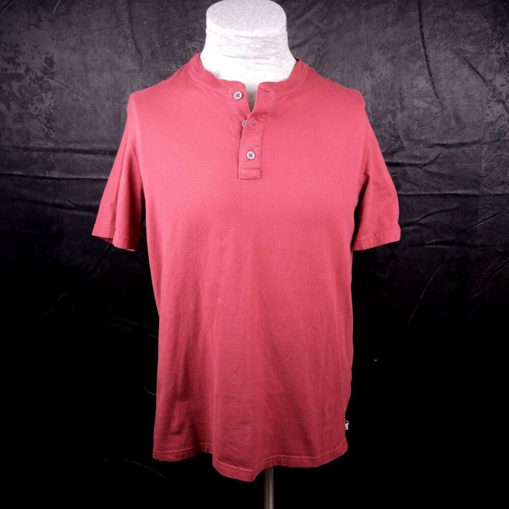 Lee's Bright Red T Shirt Size XL Button Collar 100% Cotton